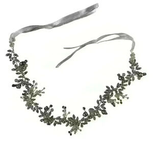 BRIDAL Crystal Rhinestone Pearl Ribbon Tiara Headband Headpiece Veil Jewelry